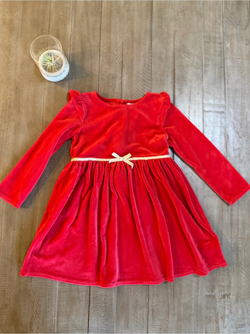 OshKosh B'gosh Red Velvet Dress with Gold Bow